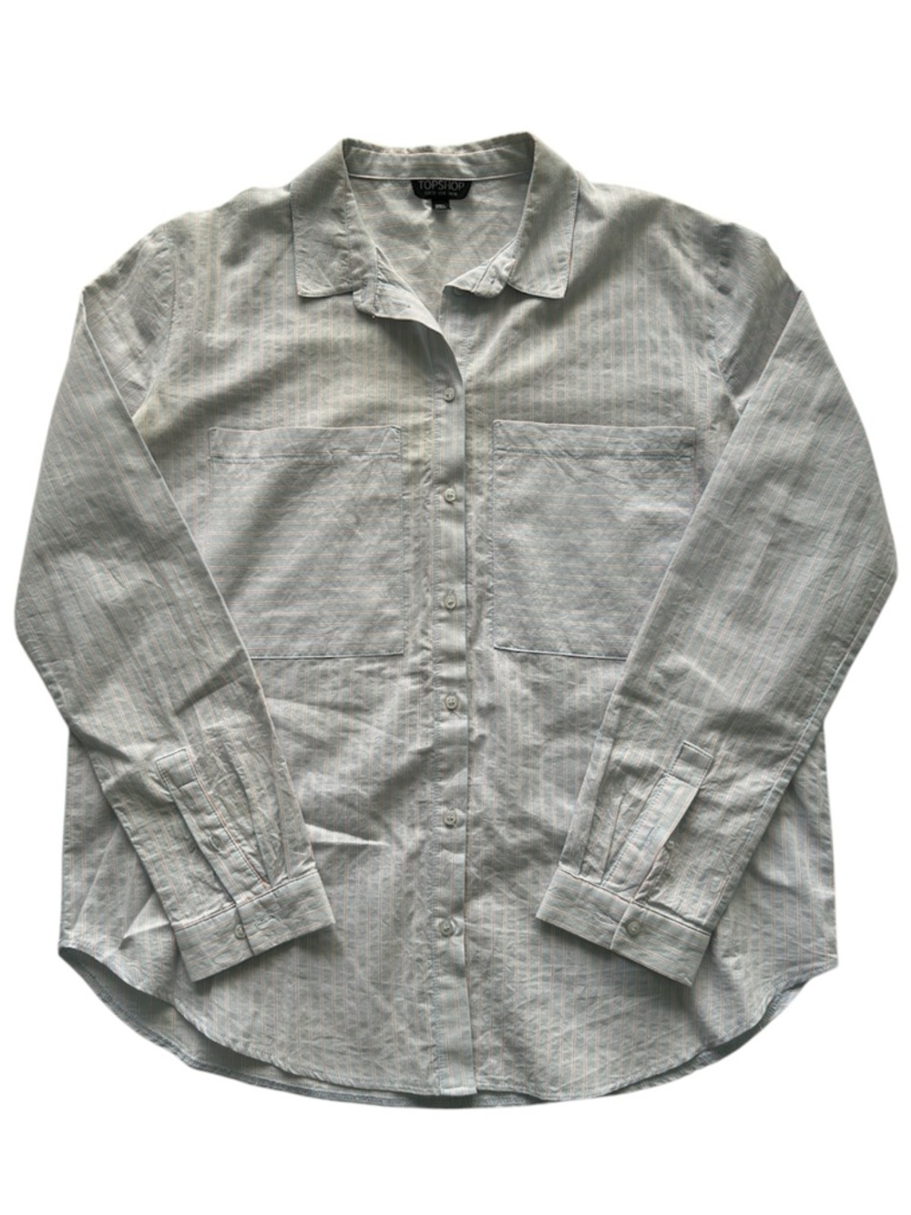 Topshop Striped Button-Down Shirt in Blue - Size US 6 - NWOT